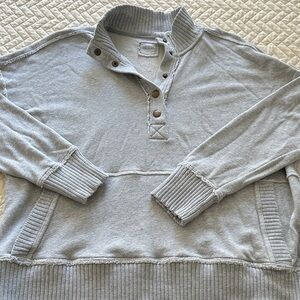 Aerie Light Gray Button-Up Sweatshirt